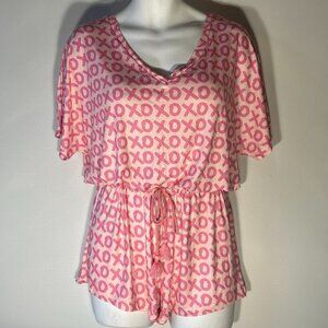 Jordann Jammies SZ L Hugs & Kisses Romper Romantic Flirty Loungewear Valentine